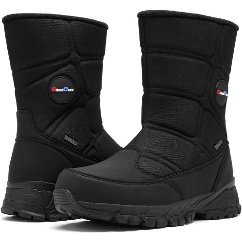 Size 12 men SILENTCARE Men's Winter Waterproof Snow Boots Warm Slip On Mid-Calf Zipper Booties Lightweight Outdoor Athletic