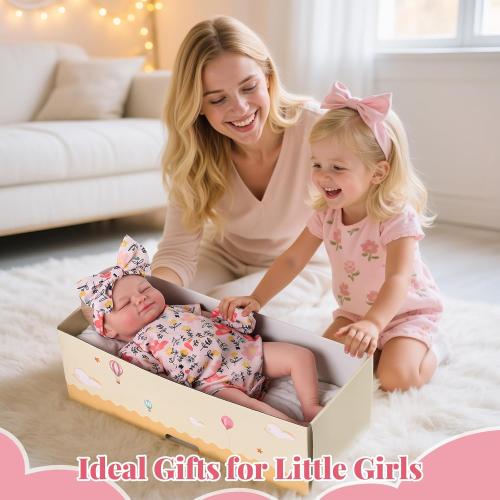 BABESIDE Lifelike Reborn Baby Dolls - Skylar, 17-Inch Realistic Newborn Baby Doll Real Life Baby Doll Girl with Gift Box for Cuddling, Role Playing and Collection