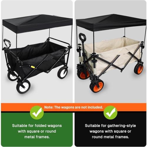 Wagon Canopy Cover, Garden Portable Outdoor Push Awning, Stroller Canopy for Garden Wagon, Shopping, Camping, Fits Folded and Collapsible Wagons,24.4 × 46.5 Inch