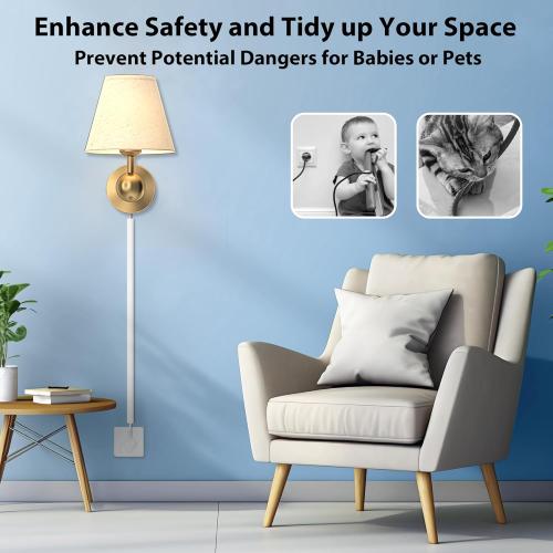 ZhiYo Cord Hider Wall for One Cord, 68in Cord Covers for Wires on Wall, Easy Install Cable Cover Wall, Cable Raceway White Hide Cords, Cable Hider Cord Management Wall, 4X L17in W0.6in H0.4in