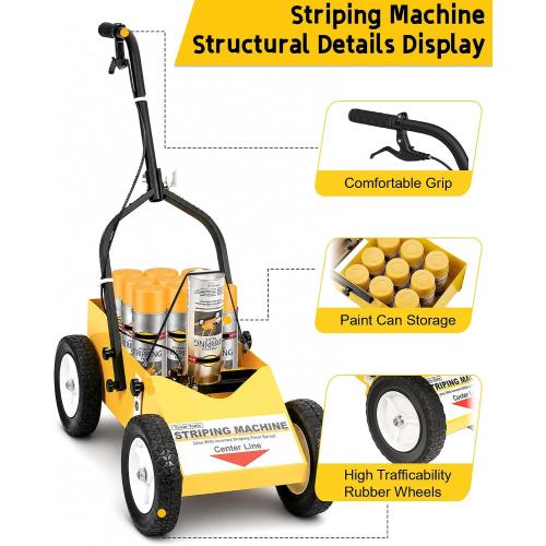 2395000 Heavy Duty High-Performance Striping Line Marking Machine, Parking Lot Striping Machine, Compatible with Professional Inverted Striping Spray Paint, 9.8 x 13 x 28.3, Yellow‼️needs heavy cleaning and missing piece‼️