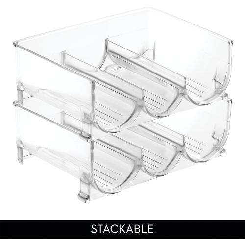Set of 4 iDesign Stackable 3-Section Bottle Holder for Water, Soda, or Wine Bottles - Clear - Made in USA
