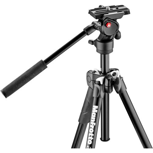 Manfrotto MK290LTA3-V, Kit 290 Light with Video Fluid Head, Aluminium, DSLR, Compact System Camera, Mirrorless, Video, Videography, Black