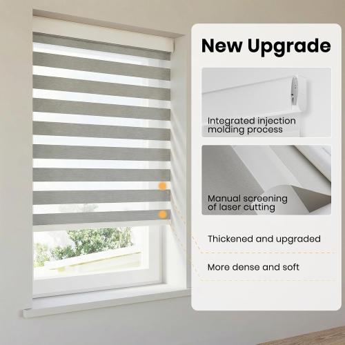 Motorized Blinds with Remote, Cordless Automatic Zebra Shades, Smart Blind for Windows, Grey, 35 x 72