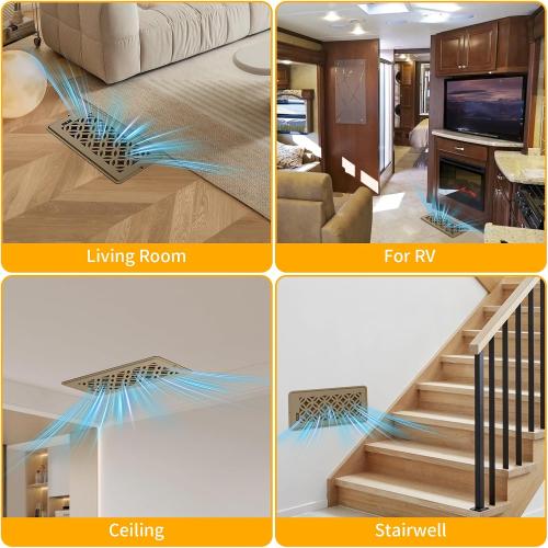 2 Pack Floor Vent Covers, Floor Register 4x10, Adjustable Decorative Vent Covers for Home Floor Ceiling or Sidewall Vent, Heavy Duty Walkable Steel Floor Vents, Rust-Proof Finish (Brown)