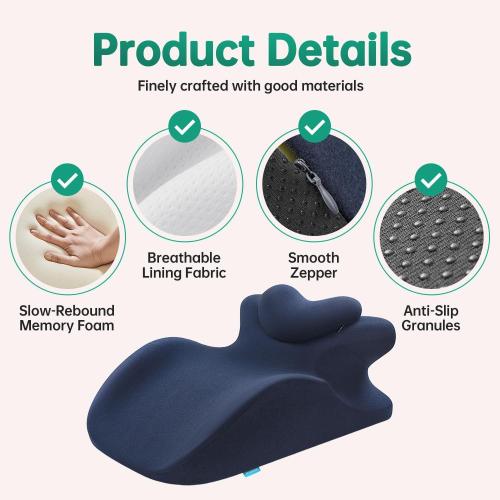 MOONYOOY Memory Foam Ergonomic Wedge Pillow for Sleeping, Acid Reflux & GERD Relief - Elevation Bed Support Pillow for Back Pain, Post Surgery Recovery, Reading with Removable Washable Cover