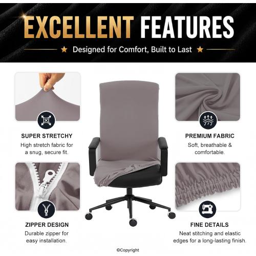 Elastic Computer Chair Cover with Durable Zipper - Protective Removable Washable Universal Office Desk Chair Seat Slip Cover - Stretchy Soft Anti-dust Desk Chair Seat Protector for Dogs, Cats, Pets