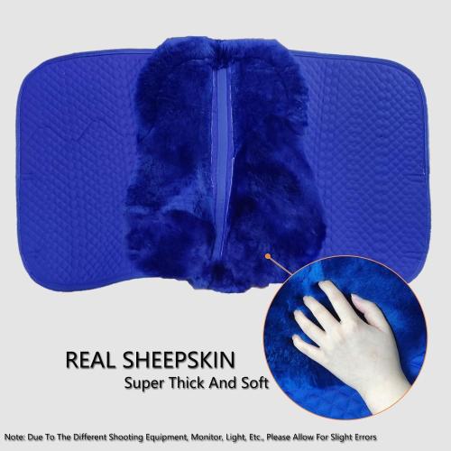 Woolous Dressage Saddle Pad, English Saddle Pad with Sheepskin Trim, Lambskin Wool Fleece Lining, Square Saddle Pad for Equestrian Riding, Comfortable & Shock Absorbing