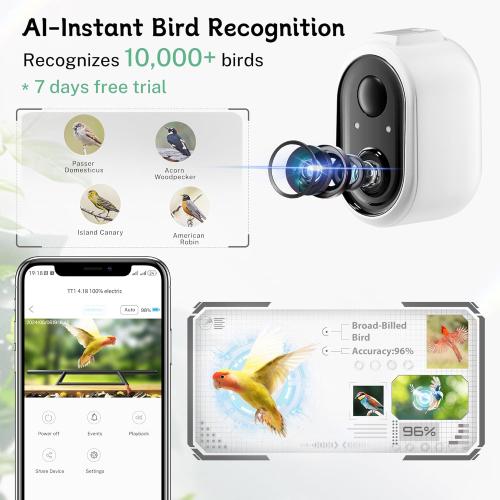 TT Nature Bird Feeder with Camera, Upgraded 1.5L Smart Birdhouse Al Identify for 10000 Plus Species, Auto Capture & Real-time Notifications, Ideal Gift for Bird Lovers (Iron Roof)