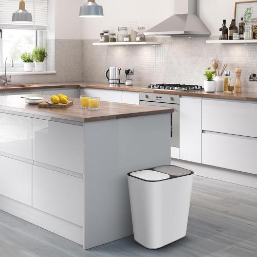 GANAZONO Double Compartment Trash can Dry and Wet Separation Waste Bin for Kitchen Counter Home Restaurant Slim Garbage Container for Wastepaper Peelings Crumbs 12.99 X 11.41 X 8.26 in