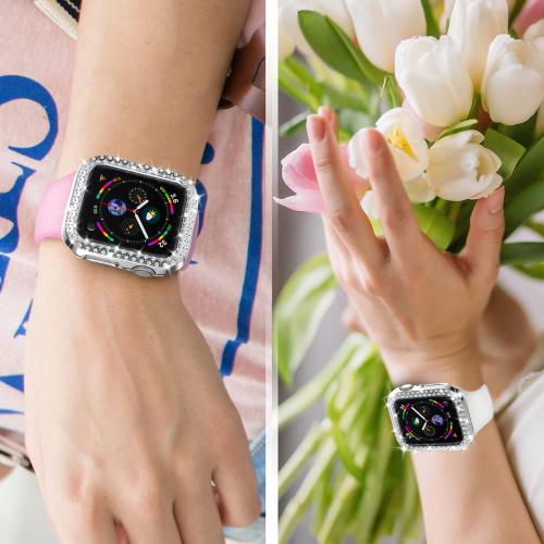 Rc-Z Apple Watch Series 9/8/7 41mm Bumper Bling Case, 12-Pack Women Glitter Diamond Rhinestone Protector Frame for iPhone Watch iWatch Accessories