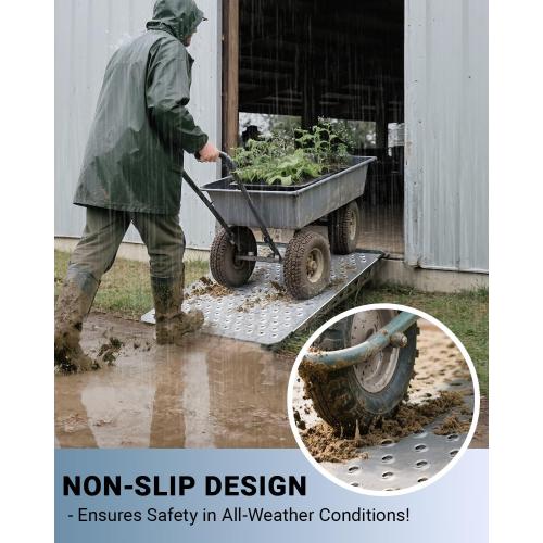 Heavy-Duty Shed Loading Ramps Kit, 29 x 48 Inch, 2-Pack | Anti-Slip Punch Plate for Riding Mowers Lawn Tractors Snow Blowers Garden Carts, Shed Garage Shipping Container Access Ramp