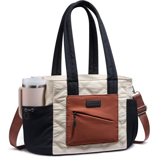 LOVEVOOK Lunch Box for Women, Quilted Insulated Lunch Bag Tote with 40oz Water Bottle Holder, Large Leakproof Cooler Bag for Women with Shoulder Strap, Work Office Nurse Teacher Picnic Travel