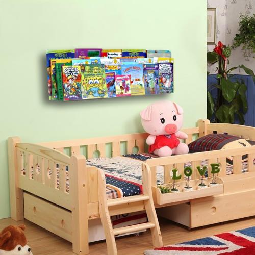 NIUBEE 24”Acrylic Floating Bookshelf for Kids Wall Bookshelves 1 Pack | Premium Acrylic 50% Thicker with Screwdriver Clear Bathroom Extra-Large Storage Shelves Display Organizer