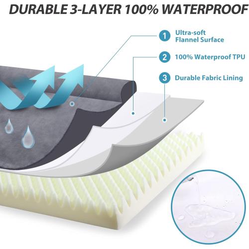 Size Large Color Grey Orthopedic Dog Bed - Waterproof for Large Dogs, Flannel Bolster Couch With Egg Crate Foam, Removable Washable Cover & Nonskid Bottom,