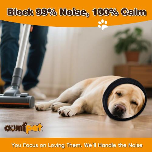 Ear Wraps for Dogs Cats, Dog Snood for Ear Hematoma, Pet Ear Muffs for Anxiety Relief Noise Canceling, Ear Cover The Grooming & Force Drying, Calming Dog Neck and Ear Warmer, Ear Care, Black L