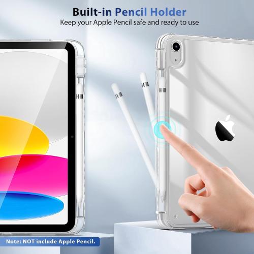 TiMOVO Case for iPad (A16) 11th Generation 11 Inch 2025, iPad 10th Generation Case 10.9 Inch 2022 with Pencil Holder,Slim Protective Cover with Clear Back Shell,Auto Wake/Sleep, Flowers