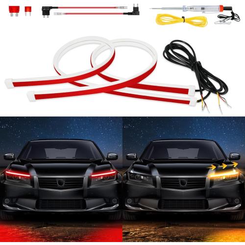 DUOFU365 DRL Led Light for Car, Switchback Led Strip Light (2Pcs 24'')