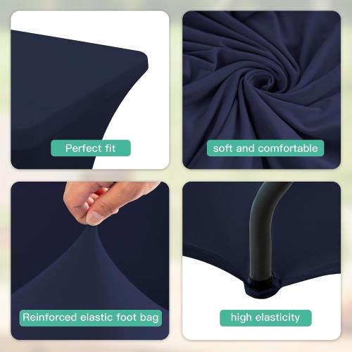 8FT Table Cloth for Rectangular Fitted Events Stretch Navy Blue Table Covers Washable Spandex Tablecloth Protector for Party, Wedding, Cocktail, Banquet, Festival