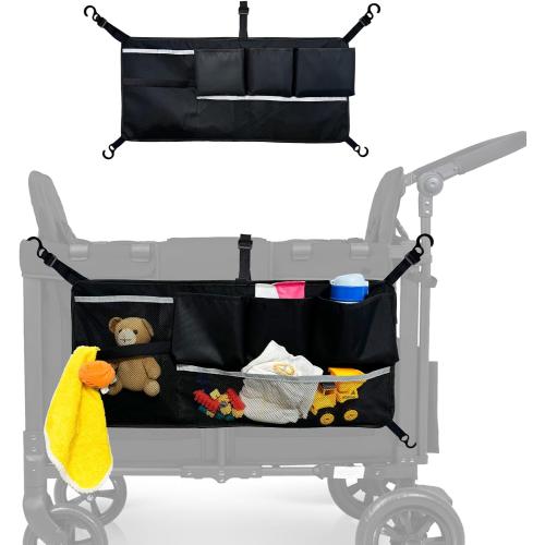 Stroller Cargo Net Organizer, Large Capacity Mesh Storage with Sorting Pockets, Compatible with W-Series and Universal Models