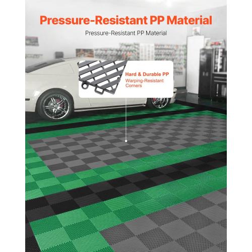 VEVOR Interlocking Drainage Mat, 12” x 12” Modular Interlocking Cushion, 24 Pcs Splicing Drainage Mats, Non-Slip Gray PP Drainage Floor Tile and Shower Mat, for Garage, Garden, Kitchen & Outdoor