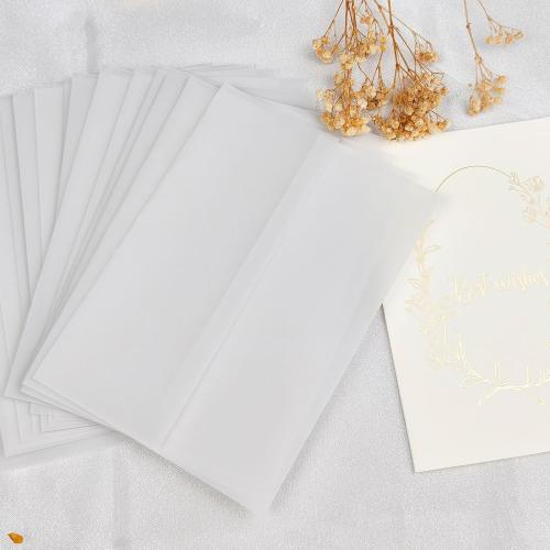 Pilloze 50 Pack Vellum Jackets for 5x7 Invitations - Pre-Folded 115GSM Wedding Invitation Wraps for Wedding, Invitation Cards, Greeting Cards, Baby Shower, Birthday