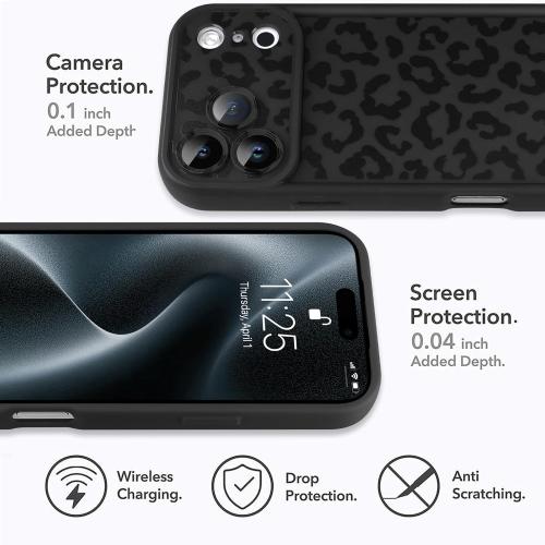 Compatible with iPhone 17 Pro Case, Cheetah Print Shockproof Soft TPU Protective Cover for Women Girls, Slim Anti Scratch Leopard Case for iPhone 17 Pro 6.3 Inch, Black