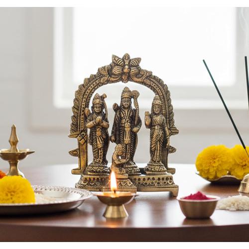 Size  5.5 Brass Ram Darbar (Rama, Sita, Laxman, Hanuman) Murti Idol Statue Sculpture