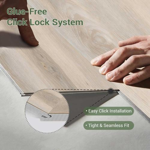 SPC Luxury Vinyl Flooring 5mm Thick | Waterproof Click Lock Rigid Core | IXPE Soundproof Underlayment | Easy Install Wood Look Plank​,10 Planks (21.5 Sq. Ft) (Hickory)