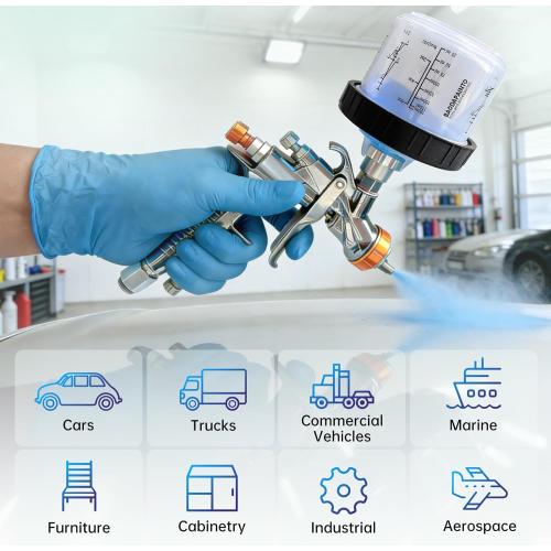 Disposable Paint Cups for Spray Gun, Paint System for HVLP and LVLP Paint Spray Paint Gun, 6.5 Ounce (200ml) Kit with 50 Cups and Lids System, 2 Hard Cups with Retainer Ring, 20 Plugs, 3 Mixing Sticks