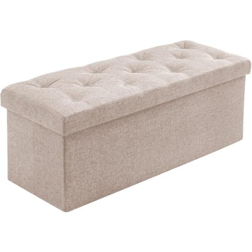 BRIAN & DANY 43 Inches Ottoman with Storage, Linen Storage Ottoman Bench, End of Bed Benches, Folding Ottomans for Bedroom, Living Room and Entryway (Beige)