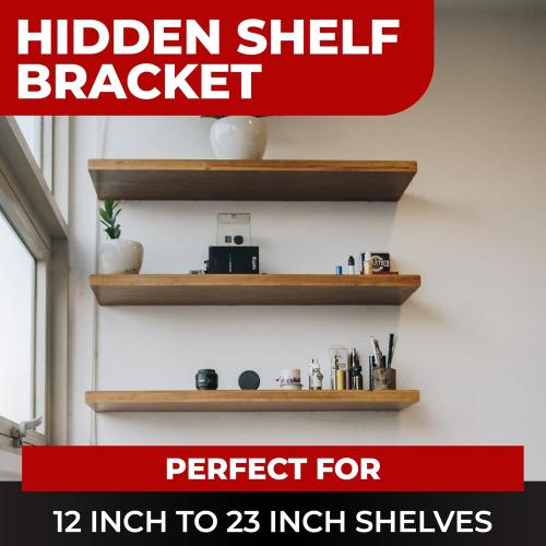 Set of 2 Size 11x 1 1/4 x 6 Floating Shelf Brackets 11 inch Multiple Mounting Location Baseplate/Heavy Duty Black Painted Mild Steel Bracket Hidden Wall Shelves Support Hardware Mount Kitchen/Nursery Decor (6 inch Rods)