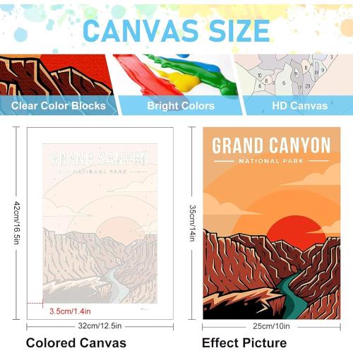 6 Pack Paint by Numbers Kit for Adults Beginners - 10x14 Inch National Park Adult Paint by Number Kits on Canvas, DIY Acrylic Oil Number Painting Kits for Adults, Perfect for Gift Home Decor