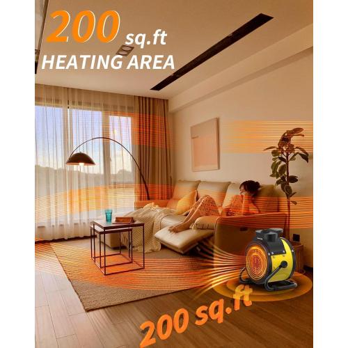 Buyplus Electric Space Heater - Outdoor Heater with Super Long Cord, Overheat Protection, Heaters Heat Up in 2 Seconds, 3 Modes, Small Fan Heater Tent Ceramic Space Heater for Patio, Amber
