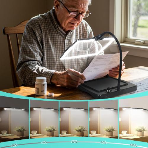 Large Hands Free Magnifying Glass with Light 50 Ultra-Bright LEDs Neck Magnifier Hands Free with Light Horizontal and Vertical Screen with Flexible Goose Neck Loop for Seniors