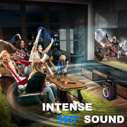 Karaoke Machine with 2 Wireless Microphones, Portable Bluetooth Speaker with Bass/Treble Adjustment, PA System with Remote Control, LED Light, Support REC/FM/AUX/USB/TF for Home Party