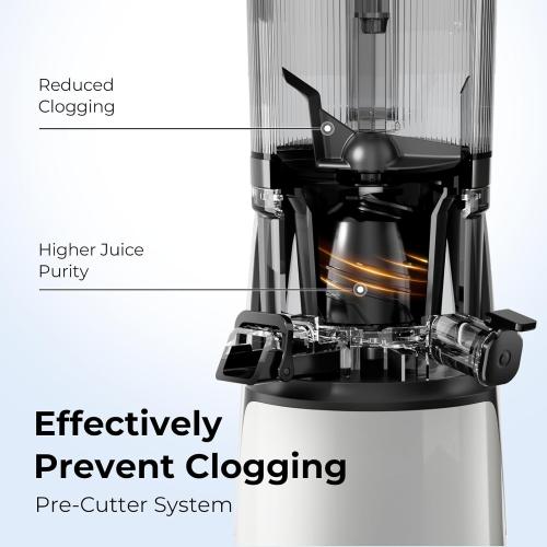 Juicer Machines, 3-in-1 Cold Press Juicer with 6.5 Extra Large Chute, 100oz Large Capacity, AC Motor, Makes Juice, Nut Milk & Sorbet, Bright White