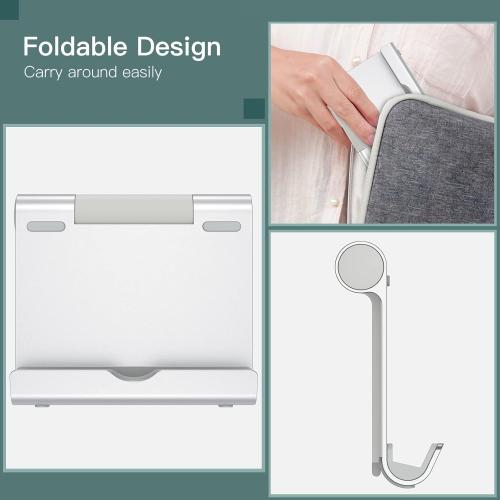 JETech Tablet Stand, Adjustable Portable Desktop Holder, Foldable Dock for iPad/iPad Pro/Air/Mini, Galaxy Tab A8/A7 Lite/A7/S8/S7, Kindle, Tab/Phones(4-11), Sliver