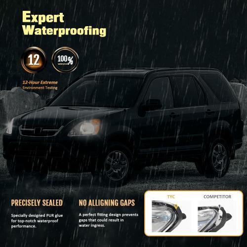 Pair [OE Style Anti-Yellowing Halogen Headlights for 2002-2004 Honda CR-V,Headlamp for 2002 2003 2004 Honda CR-V with Chrome Housing Amber Reflector Left Right Side
