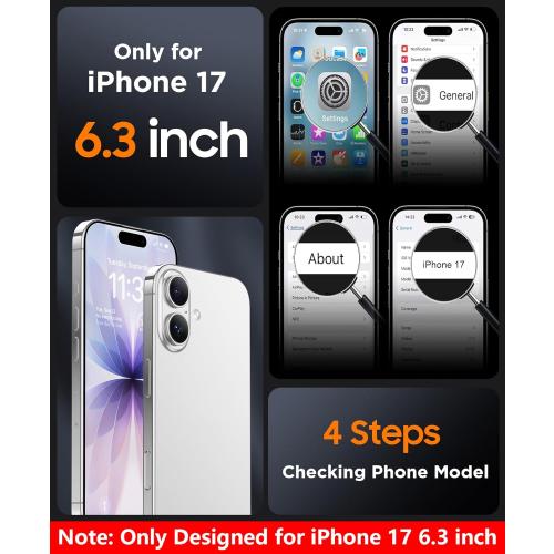 SPIDERCASE Only Designed for iPhone 17 Case, Magnetic Translucent with [2PCS Tempered Glass Screen Protector] [Military Grade Drop Protection] Anti-Fingerprint Case Just for iPhone 17 6.3, Black