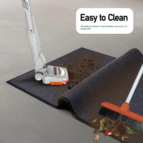 MaxMat® Extra Large Commercial Door Mat, Rubber Border Heavy Duty Door Mat, Waterproof, Low-Profile, Easy to Clean, Rubber Entry Mat. (Grey)