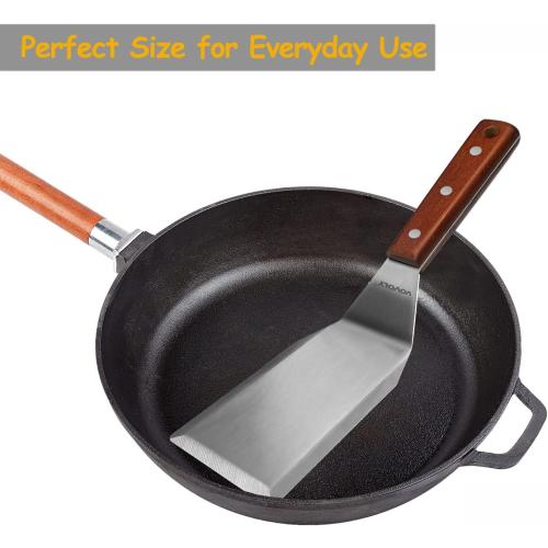 Professional Metal Spatula for Cast Iron Skillets and Flat Top Grills, Full Tang Wooden Handle,1.8mm Thick Stainless Steel Blade, Smash Burger Spatula Turner for Flipper, Cooking, BBQ, 4.7 x 2.7 Inch