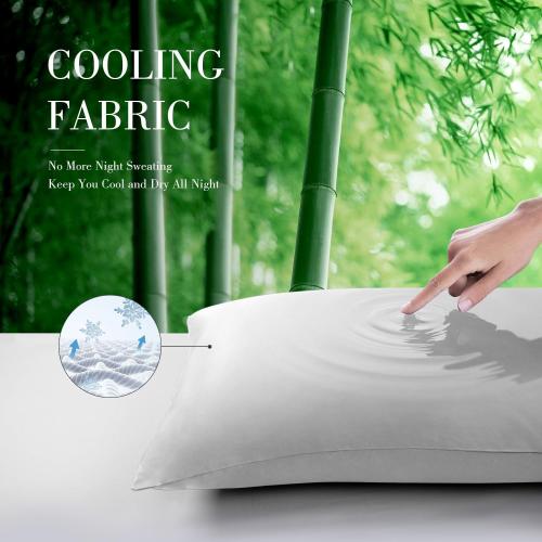 Cooling Queen Pillowcases Set of 2 Breathable Cool Silky Soft Rayon Derived from Bamboo Fabric, Moisture Wicking for Hot Sleepers, Hair and Skin Friendly, Light Gray, 2 Pack, 20x30IN