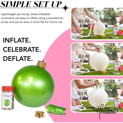 Holiball Inflatable Holiday Ornament – Ultimate Indoor/Outdoor Decoration – Reusable and Storage Friendly – for Weddings, Parties, Events, Team Colors – 30 – Silver