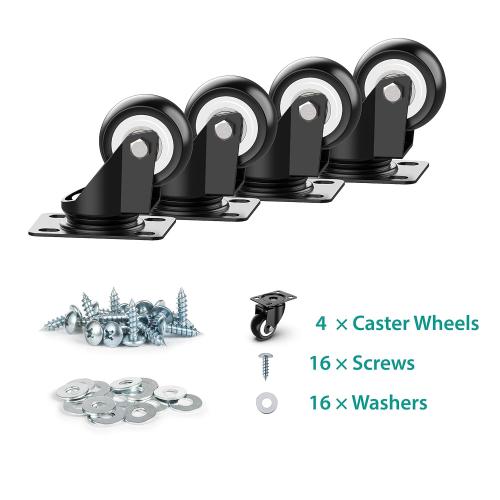 HOLKIE 2 Inch Swivel Caster Wheels - Heavy Duty 600 Lbs Capacity (Pack of 4) - Silent Polyurethane Casters No Brake - Non-Marking Rubber Replacement Wheels for Furniture, Cart, Workbench & Dolly