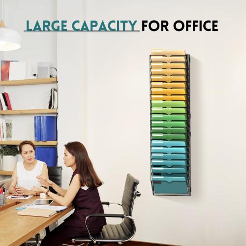 Size 20-Tier Color Black  Wall File Organizer Mesh Office Mail Holder, Hanging Wall Organizer Magazine Rack for Office Assembly Needed, Black
