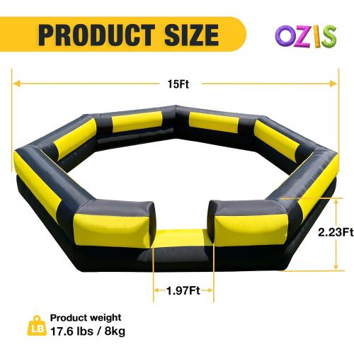 OZIS Gaga Ball Pit Inflatable 15FT with Built-in Blower, Portable Gaga Pit for Indoor Outdoor School Family Activities Easy to Setup