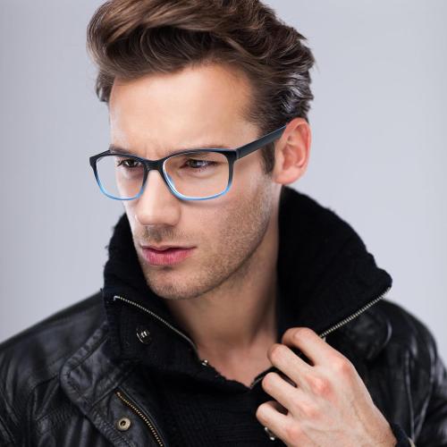 5 Pack Blue Light Blocking Reading Glasses for Men with Spring Hinge Fashion Large Wide Computer Readers for Men