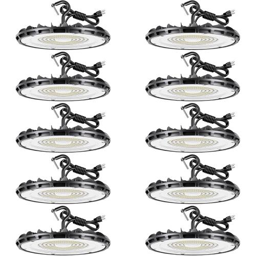 150W UFO LED High Bay Light - UL Listed, 5000K Daylight, 16,500LM, IP65 Waterproof for Warehouse/Factory/Workshop - High Bay LED Shop Lights Plug-and-Play with 7-Year Warranty (10-Pack 120V)