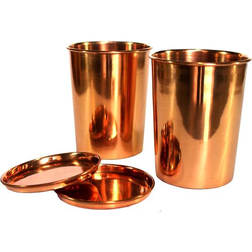 eSplanade Copper Glasses | Moscow Mule Shot | Seamless Copper Glass | Travel Friendly with Ayurvedic Health Benefits (Glasses Set of 2)